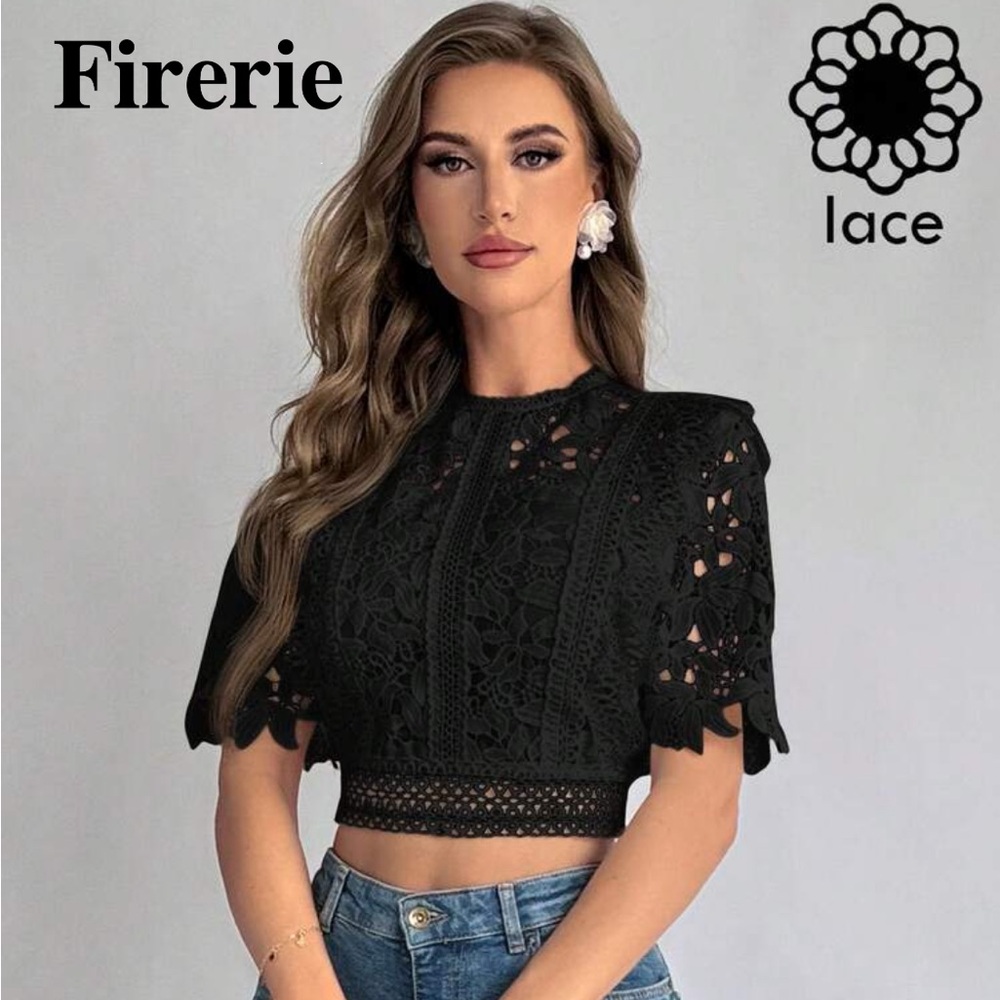 SHEIN Black Lace Crop Top